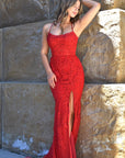 red fitted alisha gown