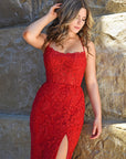 red lace sexy prom dress
