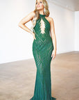 emerald green sheer pageant gown