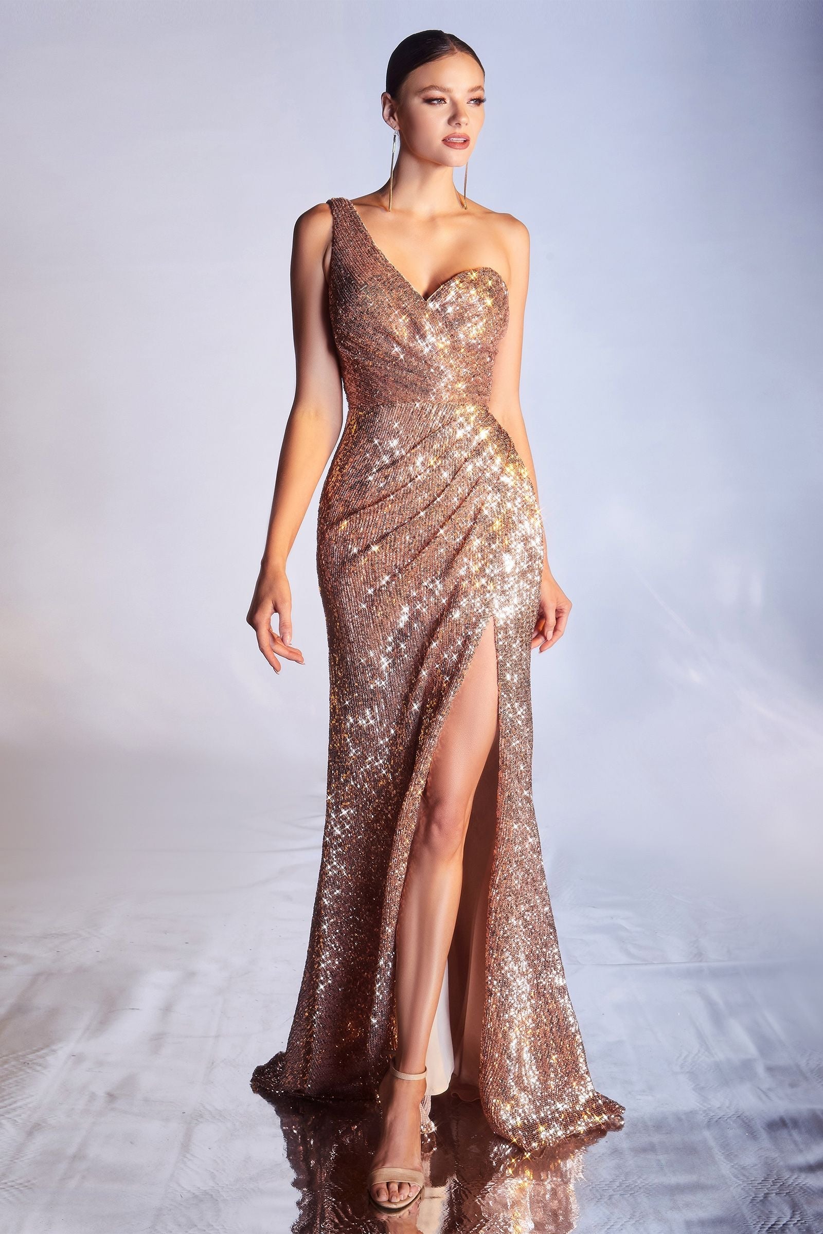The Jae one shoulder sparkle fitted dress