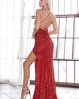 sexy red sequins prom dress