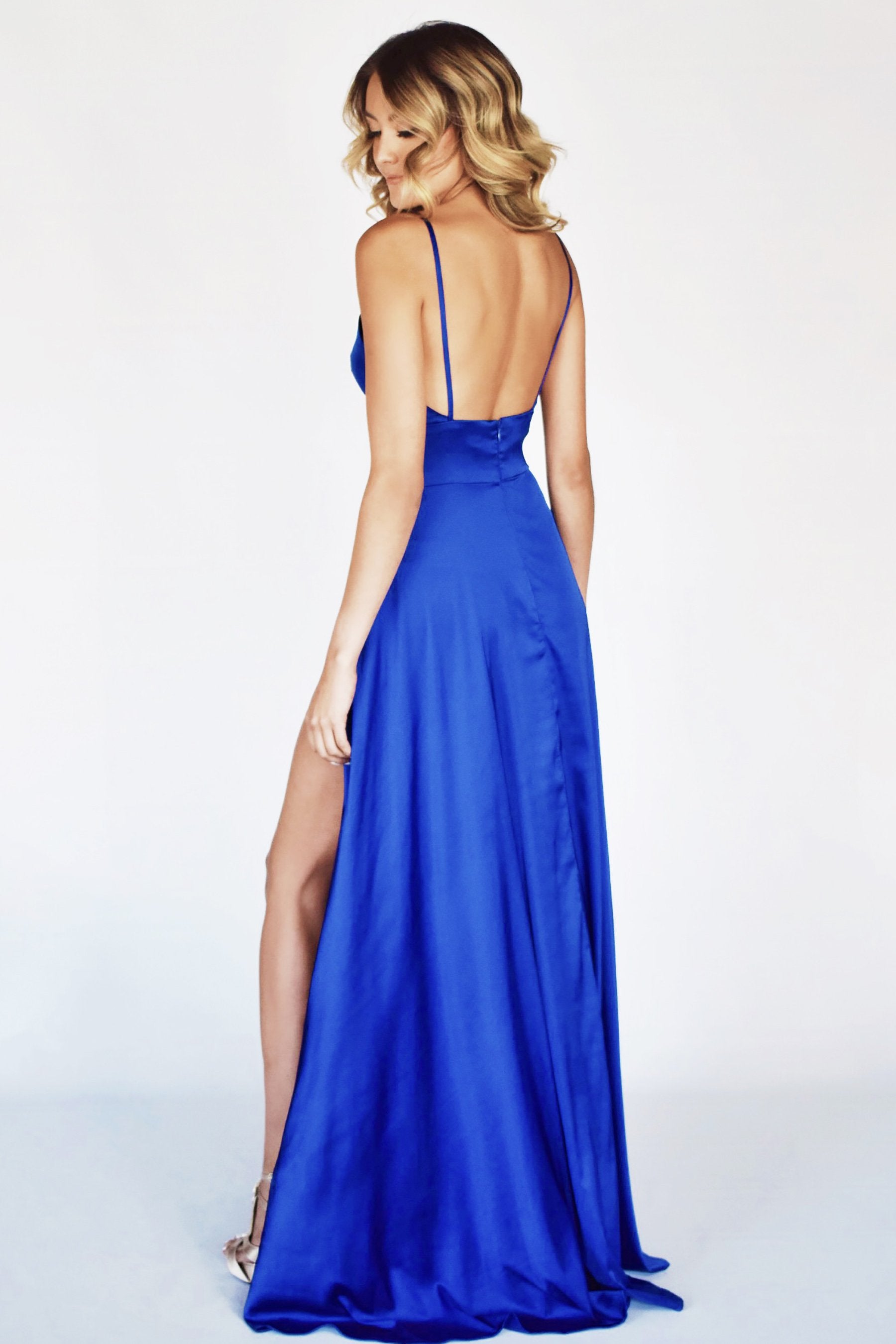 rene the label ibiza blue double slit dress