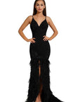 Portia and Scarlett PS6826 black feather dress